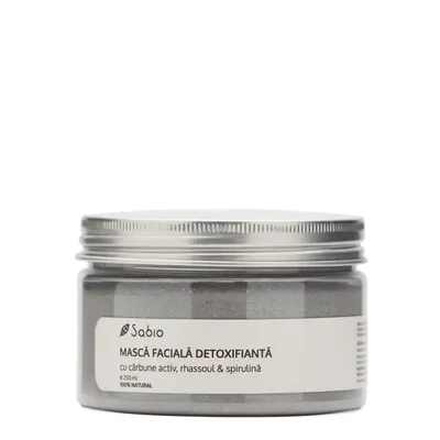 Masca faciala detoxifianta carbune activ rhassoul si spirulina, 250ml, Sabio