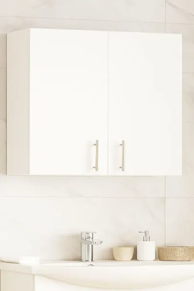 Dulap baie suspendat VERONA, front MDF, 2 usi, alb, 80x21.5x68 cm