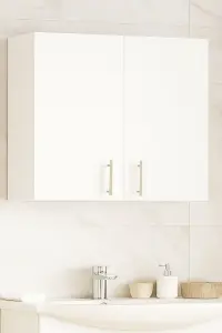 Dulap baie suspendat VERONA, front MDF, 2 usi, alb, 80x21.5x68 cm