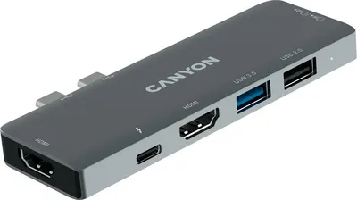 Hub USB Canyon - DS-05B, 7 în 1, USB-C, gri