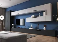 Living Pati 179 - Mobila Sufragerie Gri Antracit + Alb