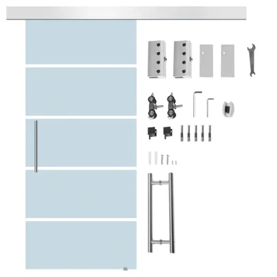 Homcom Usa Glisanta din Sticla Satinata – 102,5×205 cm cu Dungi Decorative | Aosom Romania