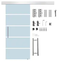 Homcom Usa Glisanta din Sticla Satinata – 102,5×205 cm cu Dungi Decorative | Aosom Romania