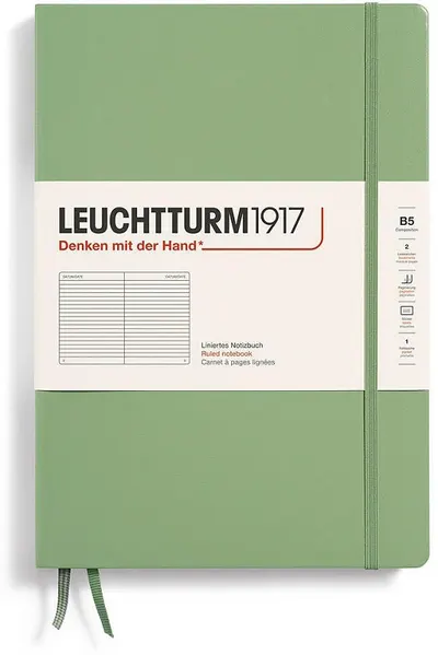 Caiet Leuchtturm1917 Composition - B5, verde deschis, liniat, copertă rigidă