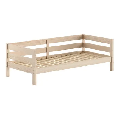 Pat pentru copii în culoare naturală din lemn de pin cu somieră 90x200 cm Margrit – Vipack