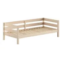Pat pentru copii în culoare naturală din lemn de pin cu somieră 90x200 cm Margrit – Vipack