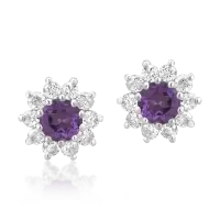 Cercei din aur alb cu ametiste de 0.32ct si diamante de 0.3ct