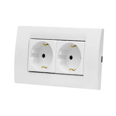 Set priza schuko dubla modulara 2x 16A 230V