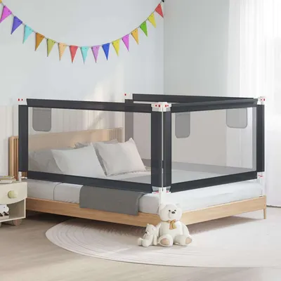 vidaXL Balustradă de protecție pat copii, gri închis, 180x25 cm textil