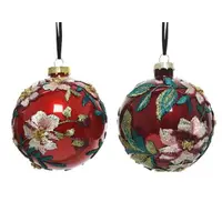Glob decorativ - Bauble with Fabric Flower - mai multe modele