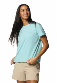Tricou din amestec de bumbac pentru trekking Sun Trek - Albastru aquamarin