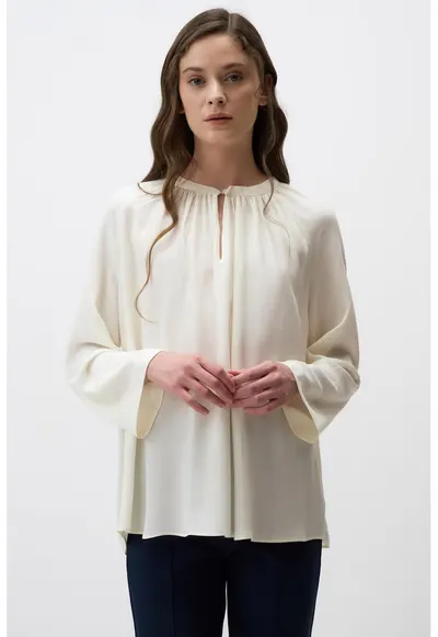 Bluza-tunica cu croiala lejera - Alb