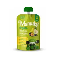 Piure de pere, prune si coacaze negre bio 4+ luni 100g Mamuko