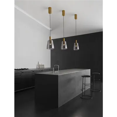 Lampa suspendata IMATIA Alama aurie Metal & Fumuriu Sticla LED 7 Wat 220-240Volt 208Lm 3000K IP20