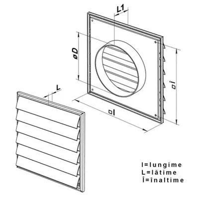 Grila cu jaluzele gravitationale diam 150 mm maro inchis