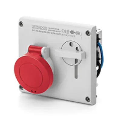 Priza interblocabilan16A 2P+E 9h 380-415V 50Hz 60Hz 136X125MM terminal cu surub Cu interblocaj mecanic