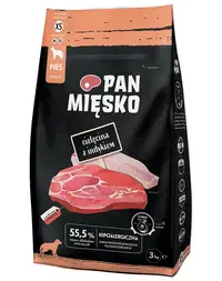 PAN MIĘSKO Hrana uscata pentru caini talie foarte mica, cu vitel si curcan XS 3 kg