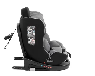 Scaun auto i-SIZE KikkaBoo i-SAFE Light Grey pentru copii cu inaltimea 40-150 cm,fixare cu isofix,tetiera reglabila,sezut rotativ cu pozitie e somn,spatar reglabil 4 pozitii,pernuta reductor si husa detasabila