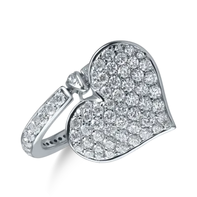 Inel inima din aur alb cu diamante de 1.2ct