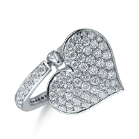 Inel inima din aur alb cu diamante de 1.2ct