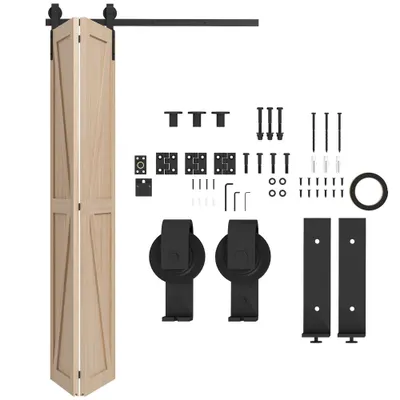 HOMCOM Set pentru Ușă Glisantă din Oțel Carbonat Negru 122x0.5x4 cm | Aosom Romania
