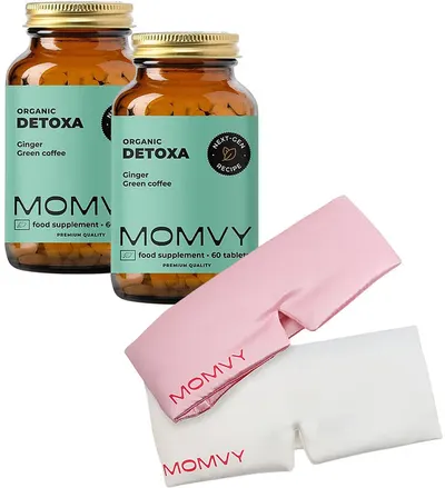 Detoxa, cu ghimbir și cafea verde, 2 x 60 tablete, Momvy