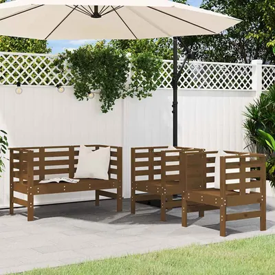vidaXL Set mobilier de grădină, 3 piese, maro miere, lemn masiv de pin