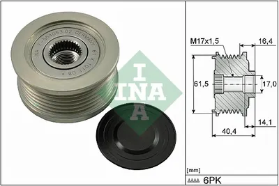 Fulie Alternator Alfa Romeo 145, 146, 147, 156, 159, 166, Gt; Cadillac Bls; Fiat Brava, Bravo I, Bravo Ii, Croma, Doblo, Doblo Cargo, Grande Punto, Idea, Marea, Multipla, Palio 1.6d-2.4d