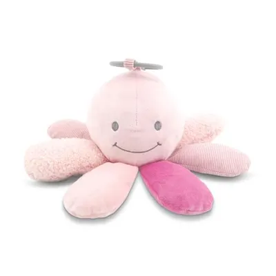 Jucarie din plus cu zornaitoare si zona fosnaitoare Octopus Natural Pink 0 luni+