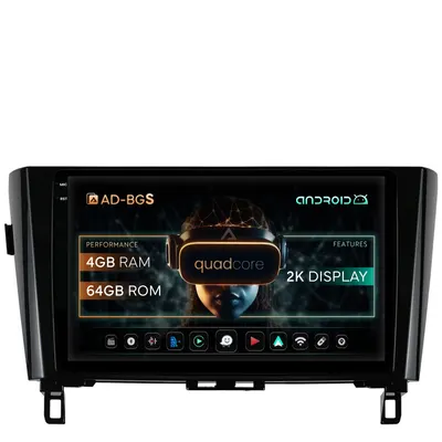 Navigatie 2K Nissan Qashqai X-Trail (2013+), Android, S-Quadcore 4GB RAM + 64GB ROM, 10.36 Inch - AD-BGS100042K+AD-BGRKIT162