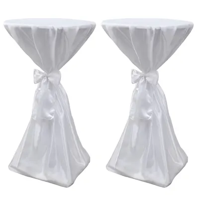 Husa de masa alba, 80 cm, cu funda, 2 buc