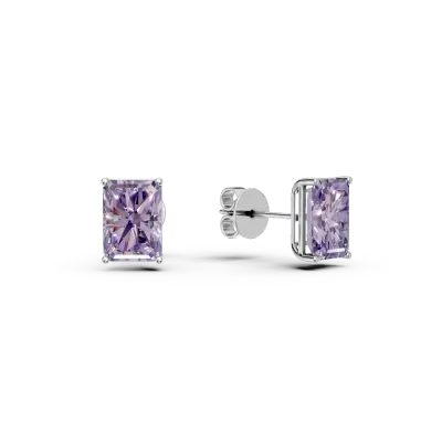 Cercei din aur alb cu ametiste rectangulare de 1.7ct