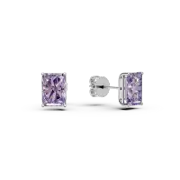 Cercei din aur alb cu ametiste rectangulare de 1.7ct