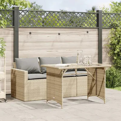 Gossi set mobilier de gradina, 2 piese, cu perne, bej, poliratan