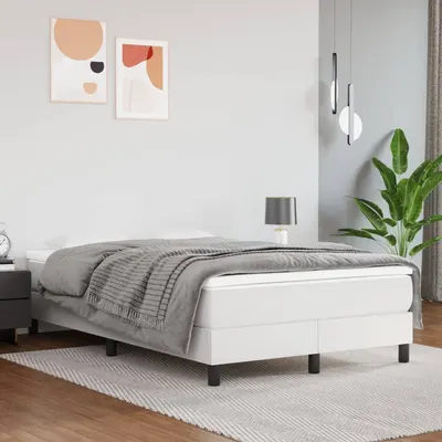 vidaXL Cadru de pat cu arcuri, alb, 120x200 cm, piele ecologică