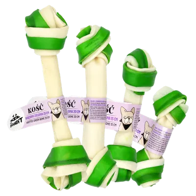Recompense pentru caini Mr. Bandit Knotted Bone, os innodat verde de 25 cm