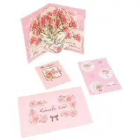 Felicitare 3D stil handmade model floral - roz - 15x10cm - Default Title
