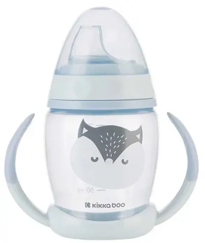 Cupă cu vârf de silicon KikkaBoo - Happy face, Blue, 200 ml