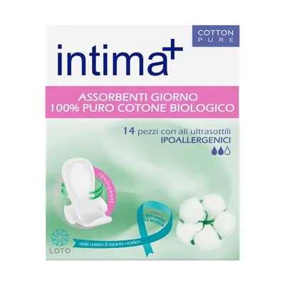 Absorbante Hipoalergenice Intima Plus, 100 % Bumbac, Zi, 14 Bucati