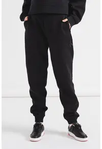 Pantaloni de trening conici cu monograma brodata - Negru