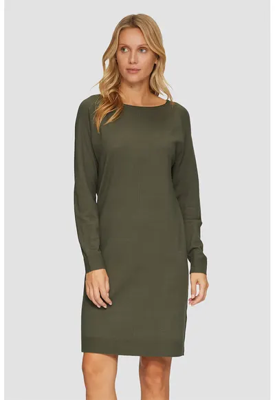 Rochie scurta cu maneci lungi - Verde sparanghel