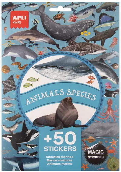 Set de autocolante Apli Kids - Animale din ocean, 50 bucăți