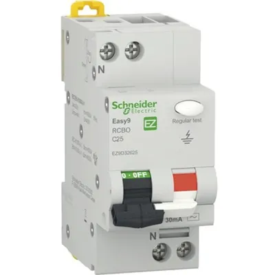 Siguranta Electrica Automata, 1P+N 25A, C30MAAC 4.5Ka, 2Mw, Curba C, Schneider Easy9