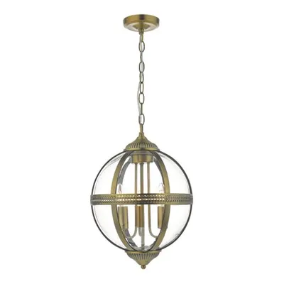 Lampa suspendata Vanessa 3 Light Pendant Antique Brass And Clear