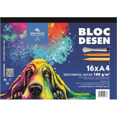 Bloc Desen Koh-I-Noor, Format A4, Model Animale, 180 g, 16 Coli