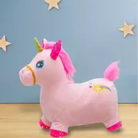 Jucarie gonflabila de plus cu sunete Baby Mix Unicorn Pink, husa moale detasabila, pompa inclusa, greutate suportata 70 kg, 36 luni+