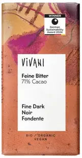 Ciocolată bio naturală, 71% cacao, 12.5 g, Vivani