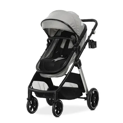 Carucior 2 in 1 pentru copii Lorelli Aspen Grey, transformabil, reversibil, cadru din aluminiu, suspensii, adaptori pentru cos auto, geanta, greutate suportata 22 kg