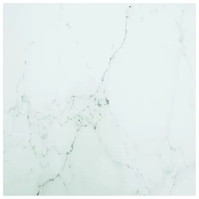 vidaXL Blat masă alb 70x70 cm 6 mm sticlă securizată design marmură