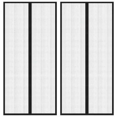 vidaXL Perdea de ușă anti-insecte cu magnet, 2 buc., negru, 220x110 cm